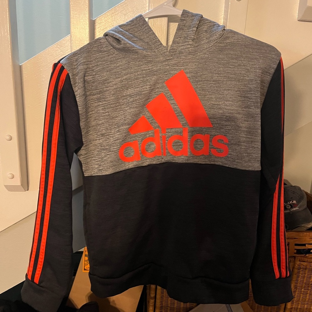 adidas Kids Gray and Red Hoodie
